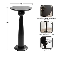 Round Black Wood Jess Accent Table