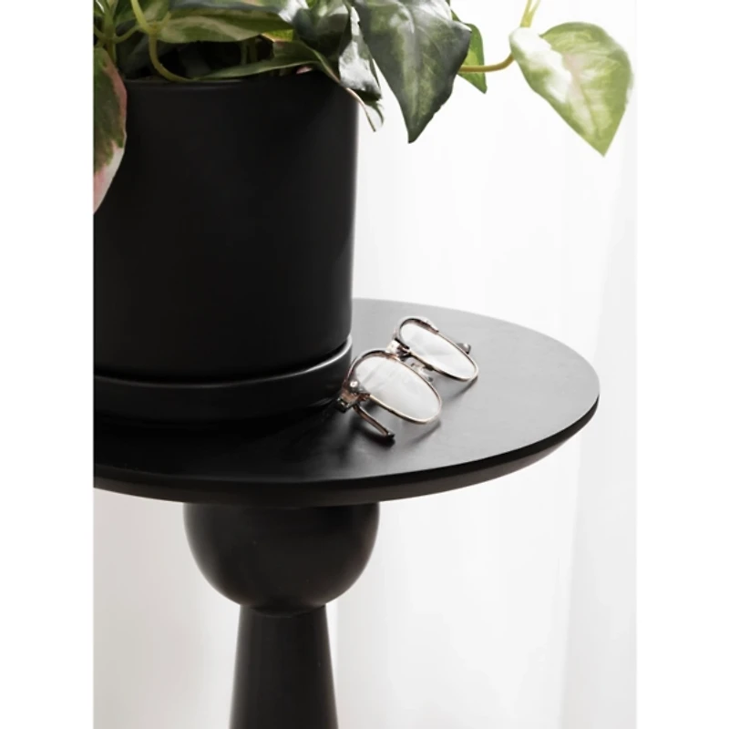 Round Black Wood Jess Accent Table