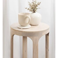 Round Whitewashed Wood Dani Accent Table