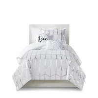 White Metallic 4-pc. Twin/Twin XL Comforter Set