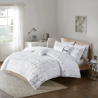 White Metallic 5-pc. California King Comforter Set