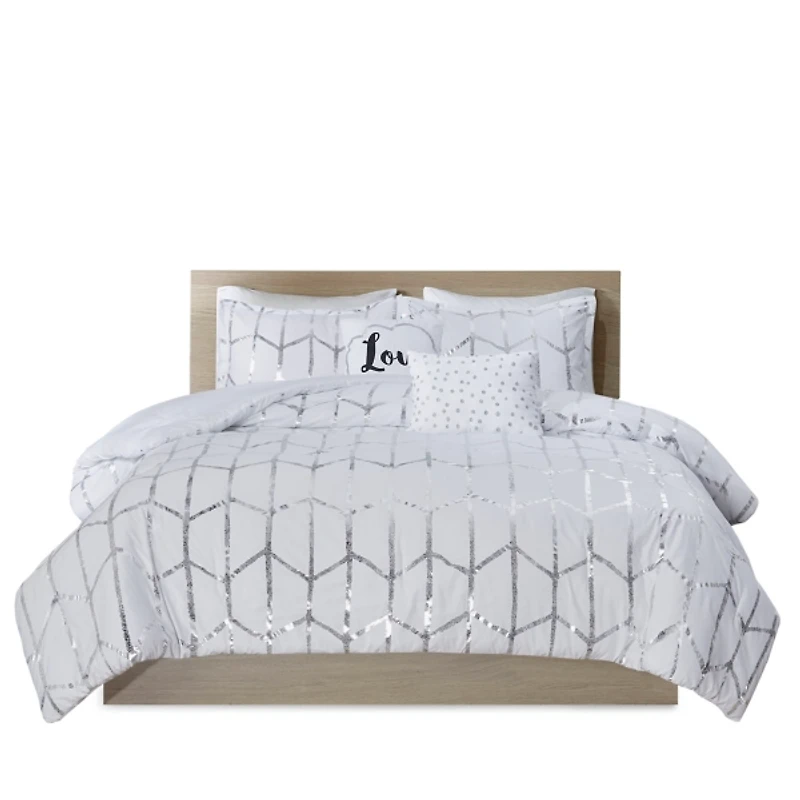 White Metallic 5-pc. California King Comforter Set