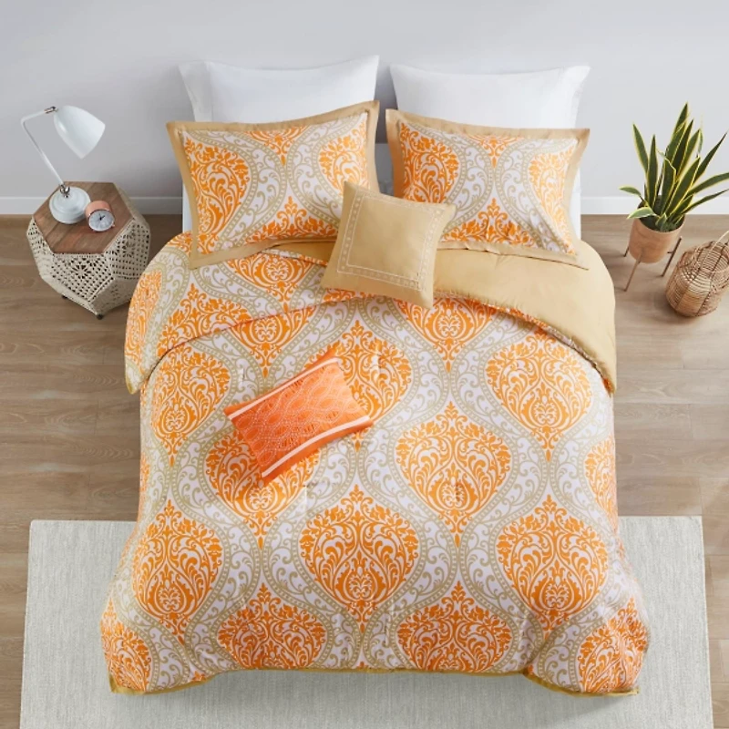 Orange Damask 4-pc. Twin/Twin XL Comforter Set