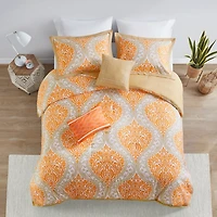 Orange Damask 4-pc. Twin/Twin XL Comforter Set