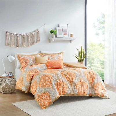 Orange Damask 5-pc. Full/Queen Comforter Set