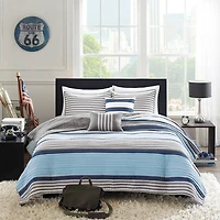 Reversible Stripes 5-pc. Full/Queen Quilt Set