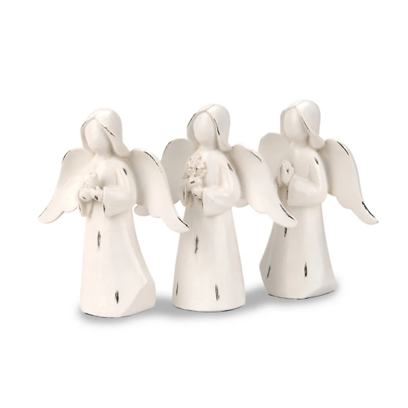 White Distressed Angel Figurines