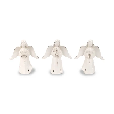 White Distressed Angel Figurines