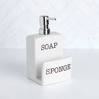 White Ceramic Soap Pump & Sponger Holder