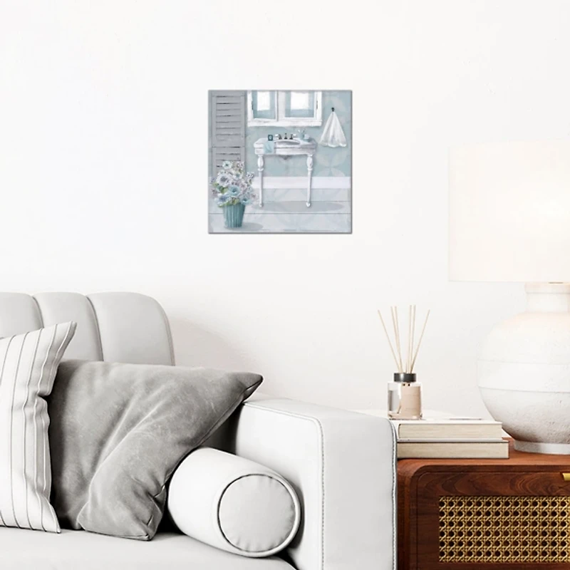 Blue Bathroom Sink Canvas Art Print