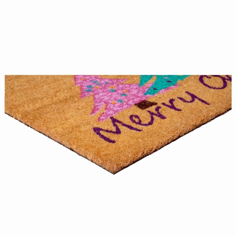 Pink Merry Christmas Trees Doormat