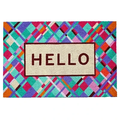 Hello Colorful Diamond Doormat