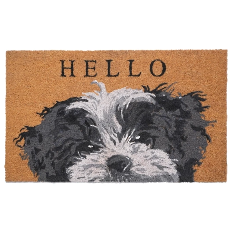 Black and White Shih Tzu Hello Doormat