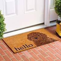 Brown Toy Poodle Hello Doormat
