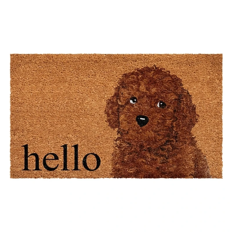 Brown Toy Poodle Hello Doormat