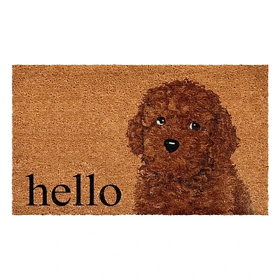 Brown Toy Poodle Hello Doormat