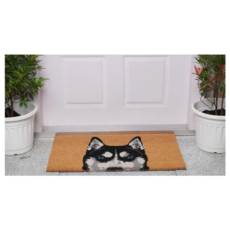 Black Siberian Husky Doormat