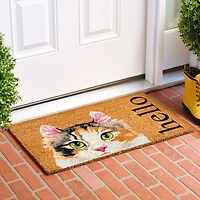 Calico Cat Hello Doormat