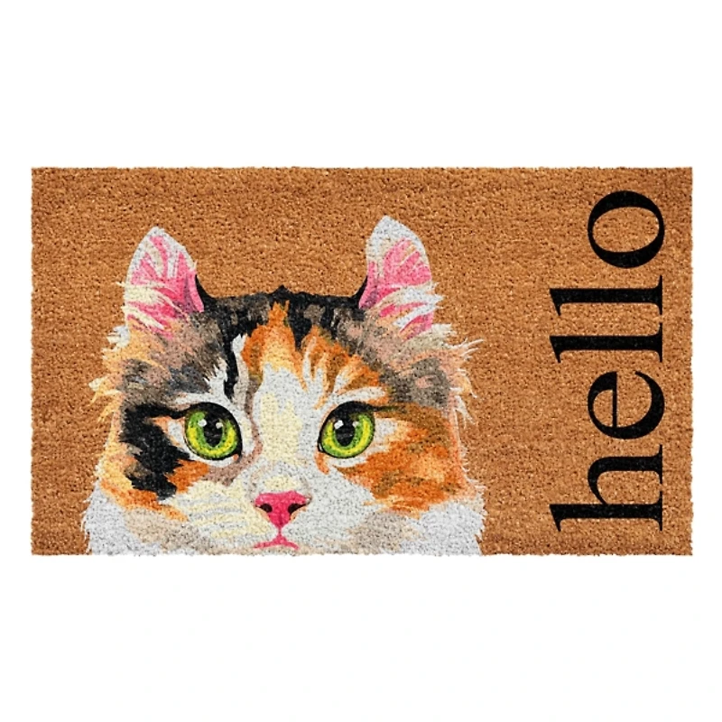 Calico Cat Hello Doormat