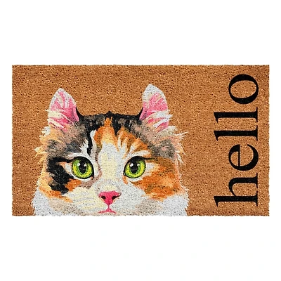 Calico Cat Hello Doormat