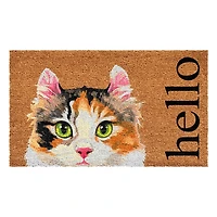 Calico Cat Hello Doormat