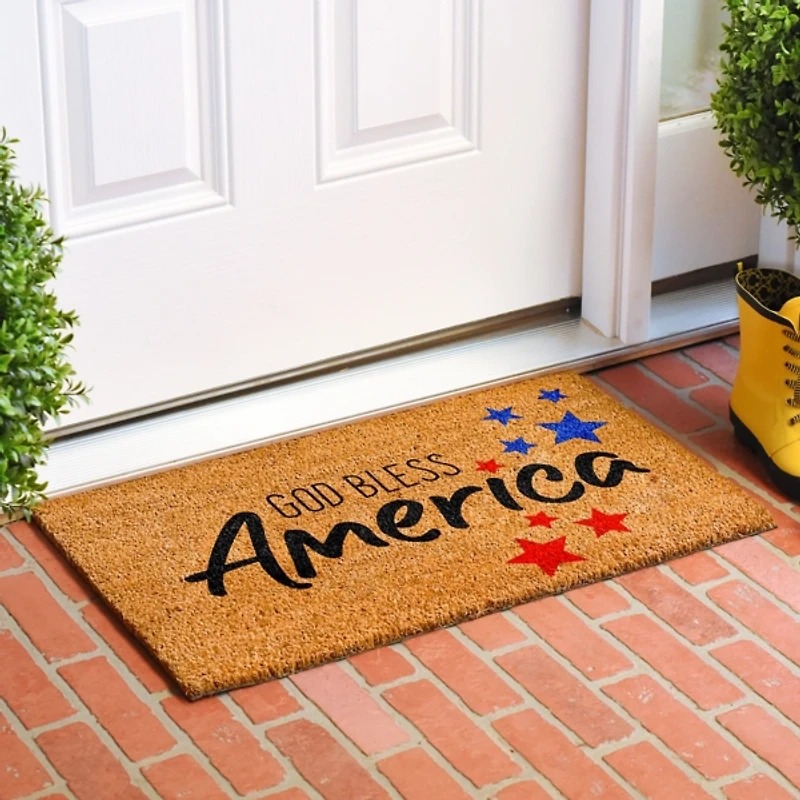 God Bless America Stars Doormat