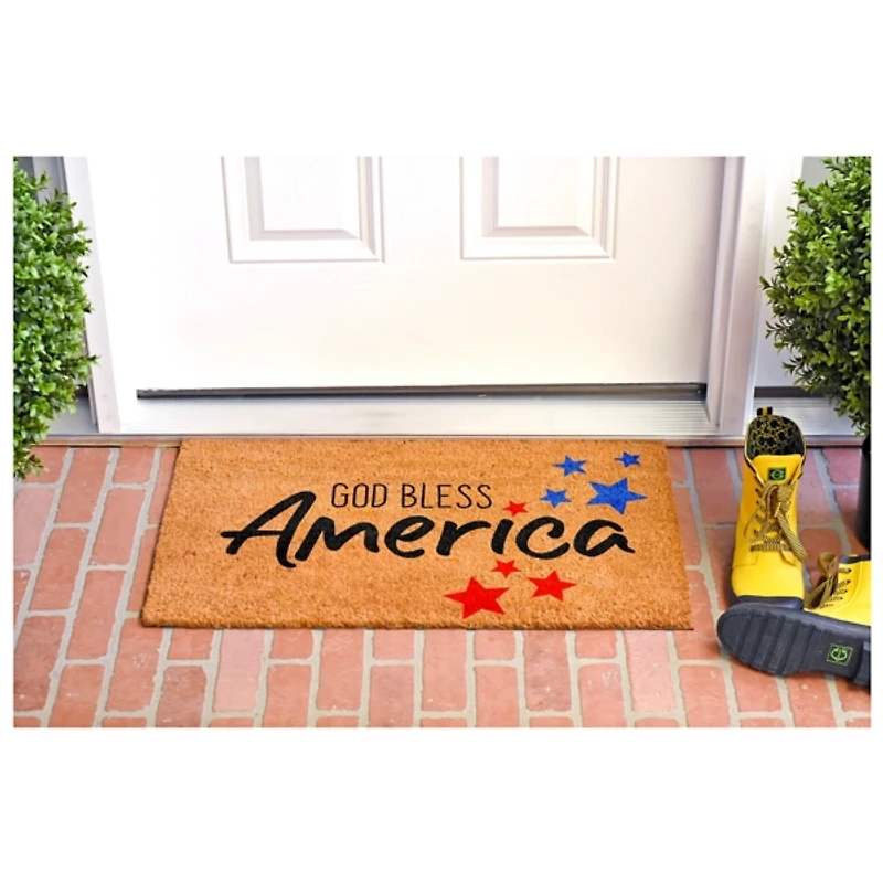 God Bless America Stars Doormat