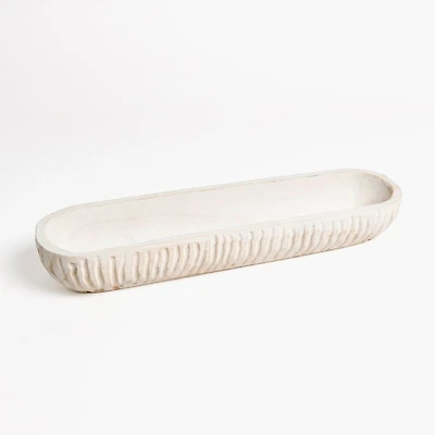 Natural Wood Carved Decorative Trough Bowl