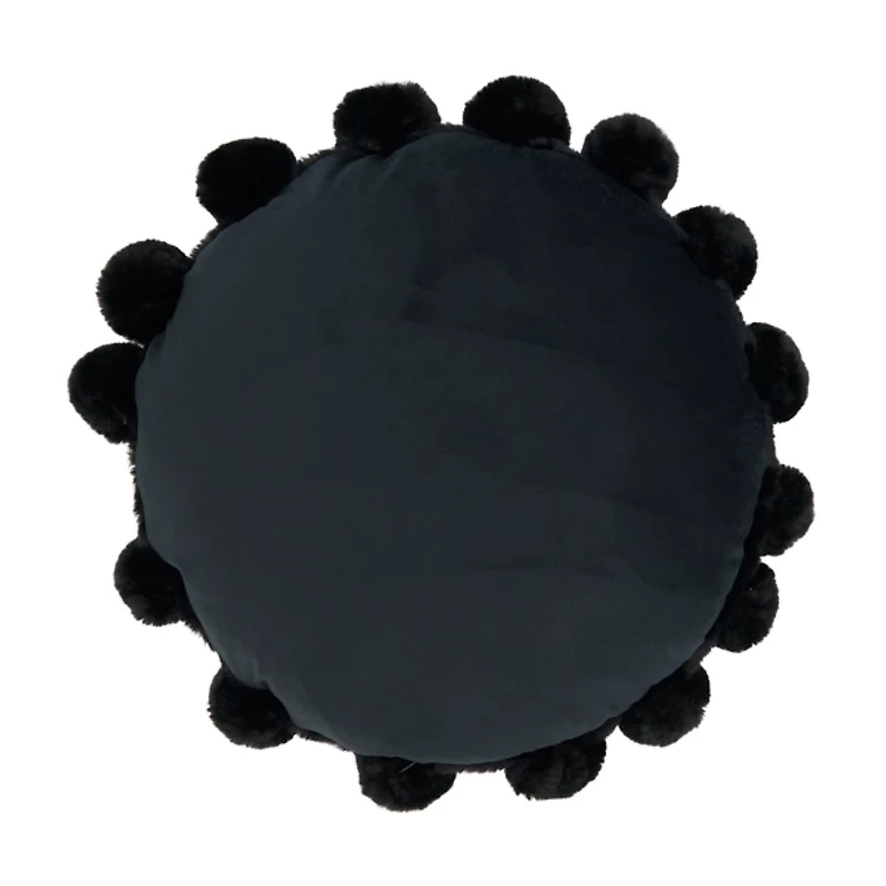 Faux Fur Round Pom Pom Throw Pillow