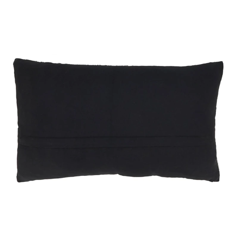 Black and Cream Woven Pattern Lumbar Pillow