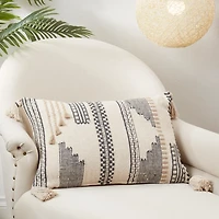 Neutral Geometric Stitch Lumbar Pillow