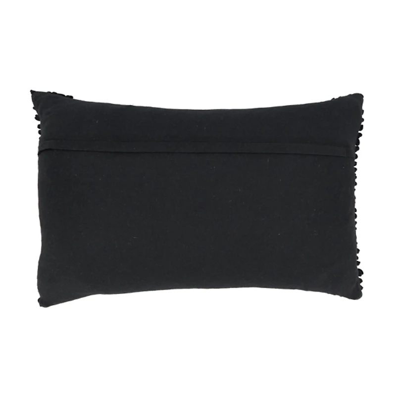 Black Textured Woven Diamond Lumbar Pillow