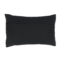 Black Textured Woven Diamond Lumbar Pillow