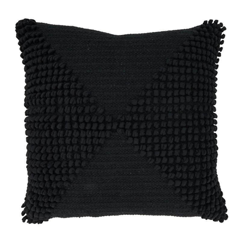 Black Textured Woven Diamond Throw Pillow