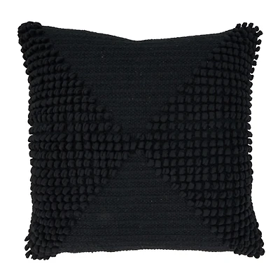Black Textured Woven Diamond Throw Pillow