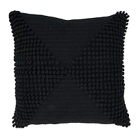 Black Textured Woven Diamond Throw Pillow