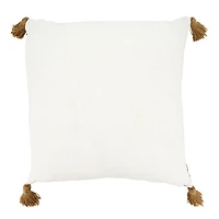 Brown and Cream Checkered Tassel Throw Pillow