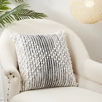 Black and Cream Striped Diamond Pillow Cover