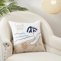 Beachy Daydreams Embroidered Throw Pillow