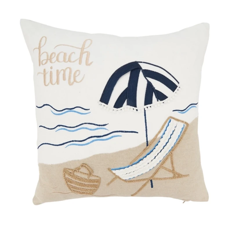 Beachy Daydreams Embroidered Throw Pillow