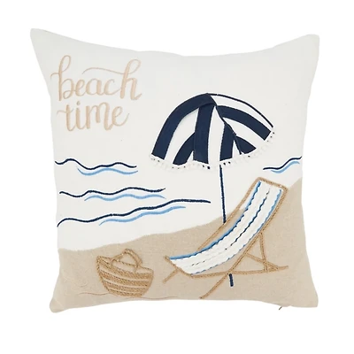 Beachy Daydreams Embroidered Throw Pillow
