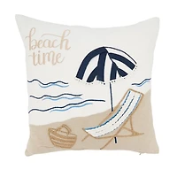 Beachy Daydreams Embroidered Throw Pillow