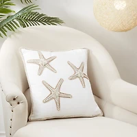 Starfish Serenity Embroidered Throw Pillow