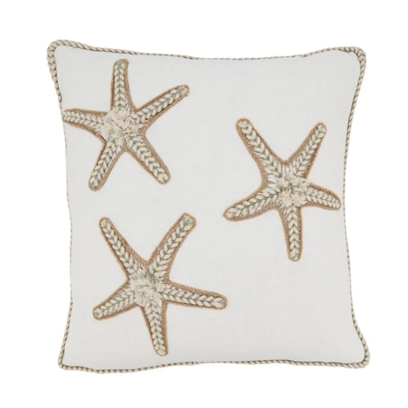 Starfish Serenity Embroidered Throw Pillow