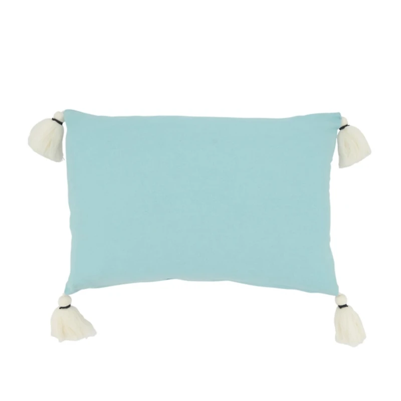 Blue Lake Side Tassel Lumbar Pillow