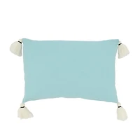 Blue Lake Side Tassel Lumbar Pillow
