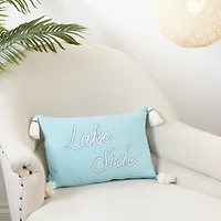Blue Lake Side Tassel Lumbar Pillow