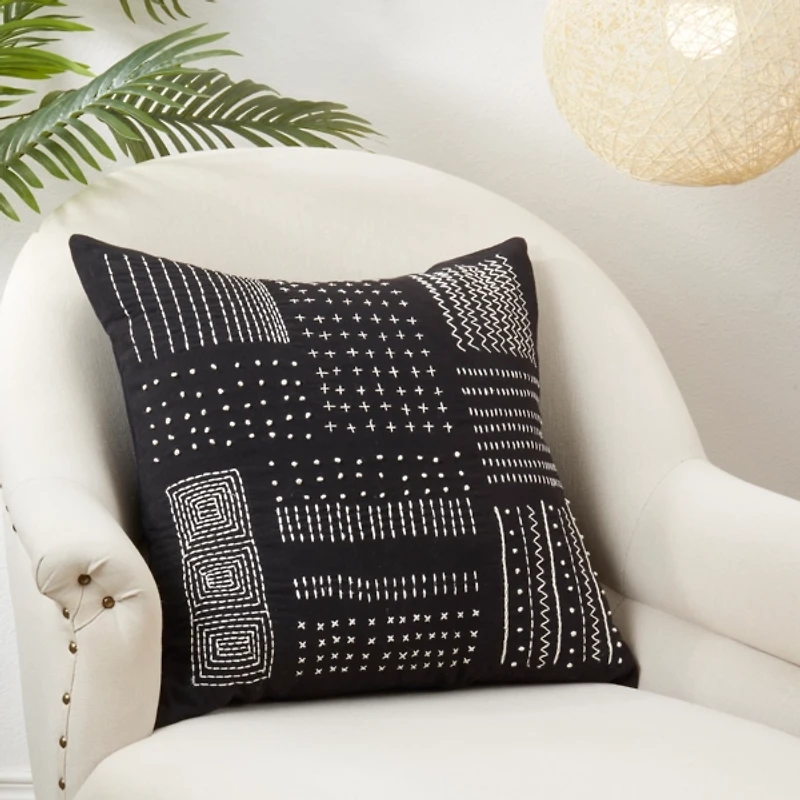 Black Aztec Treasures Throw Pillow