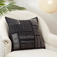 Black Aztec Treasures Throw Pillow