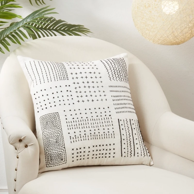 Ivory Aztec Treasures Throw Pillow